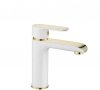 REA - REA - Bateria umywalkowa BLOOM White-Gold/Biało-Złota niska